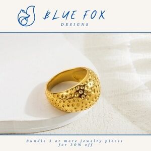 *NEW* 18K Gold Plated Stainless Steel Dented Bauble Ring (GOLD)